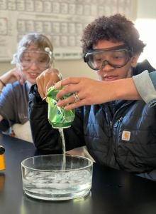 students in science class