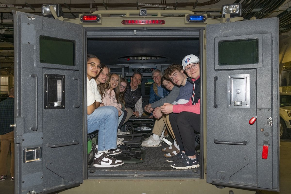 Landmark students experience the FBI BearCat vehicle