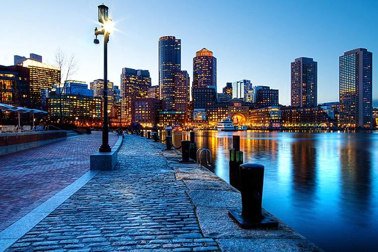 boston sidewalk at night