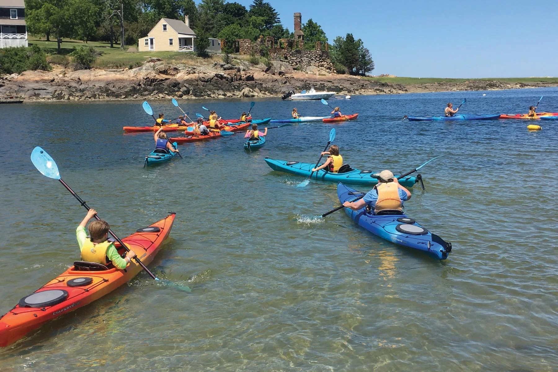 students kayaking