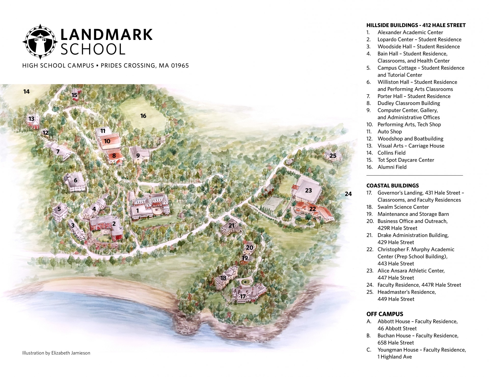 Landmark School Campus Map Water Bottle by Landmark School