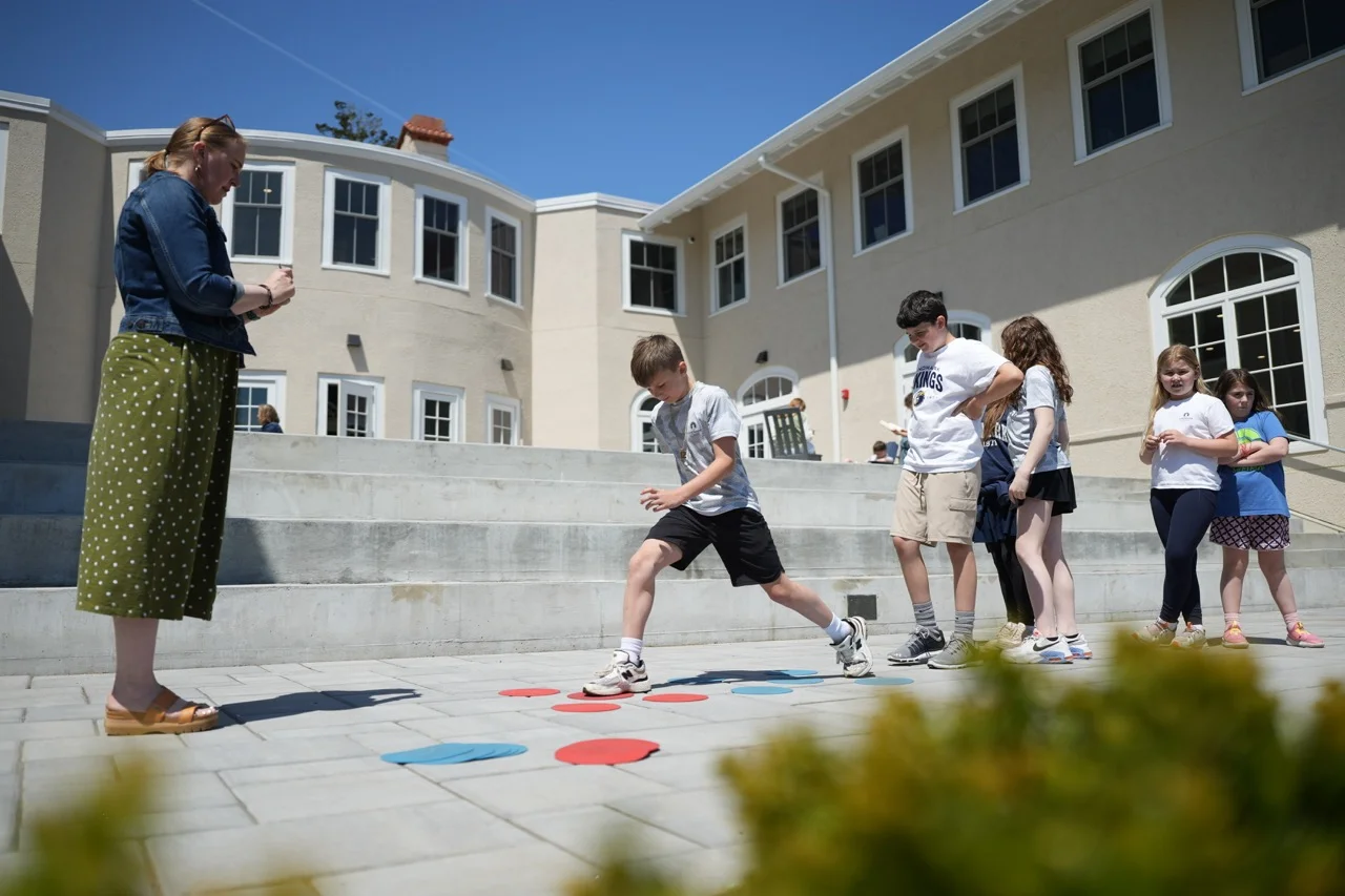 elementary school students outside