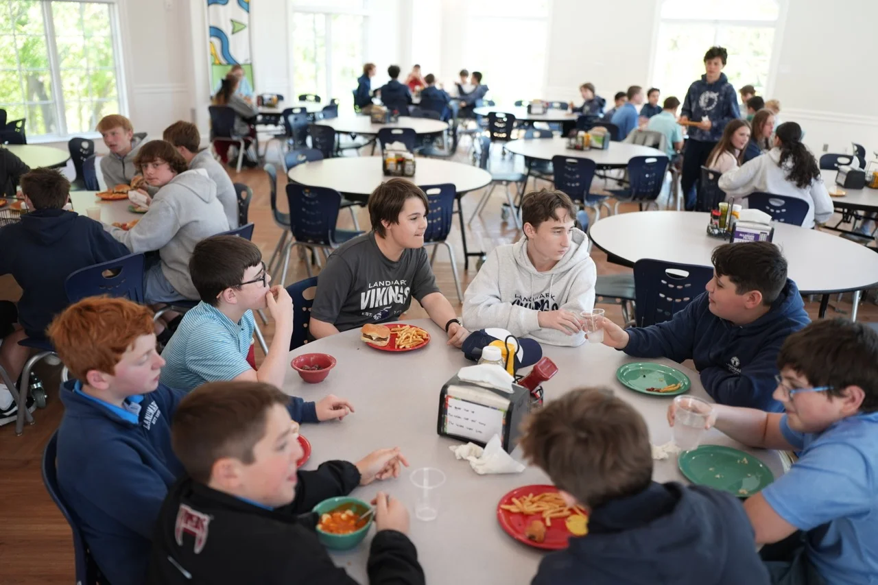 boys at lunch table