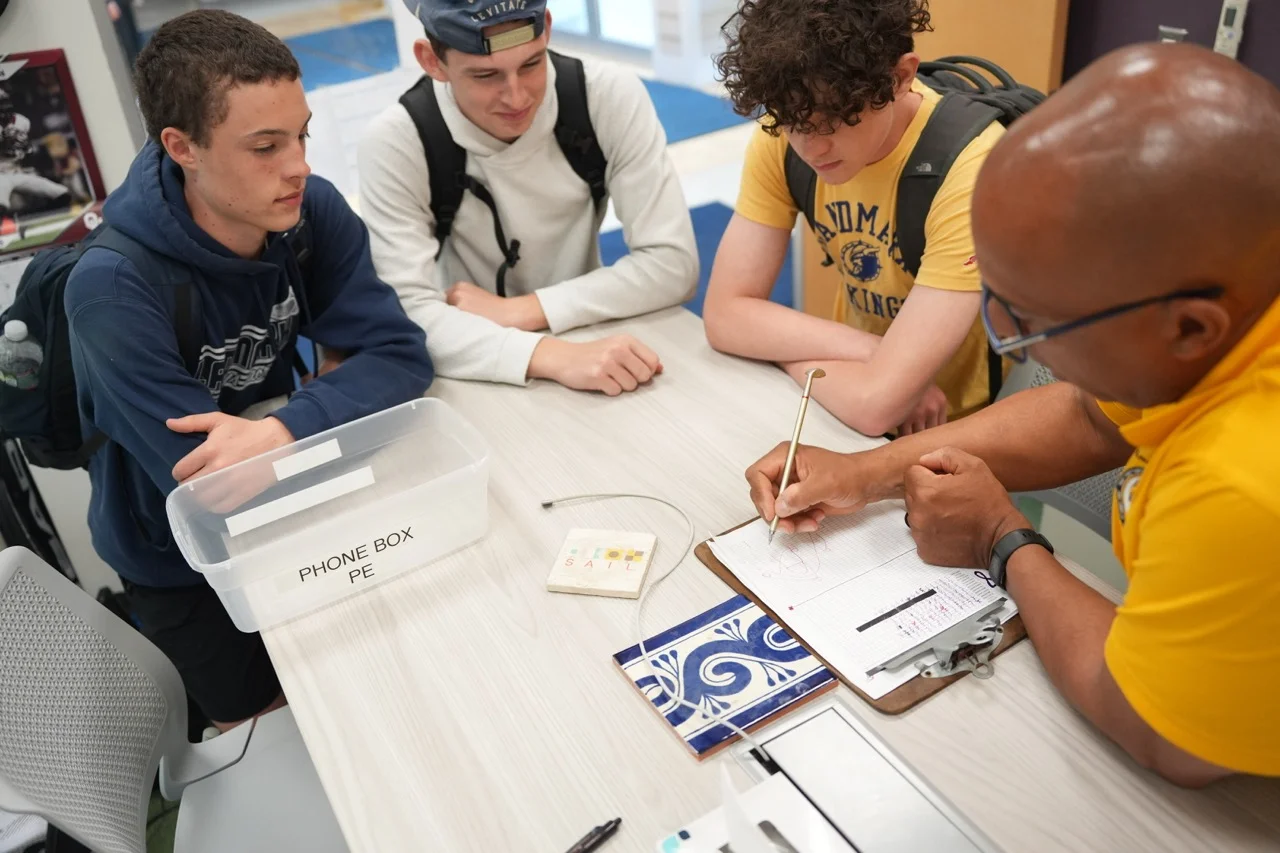coach working with athletics on literacy skills by breaking complex ideas into small steps
