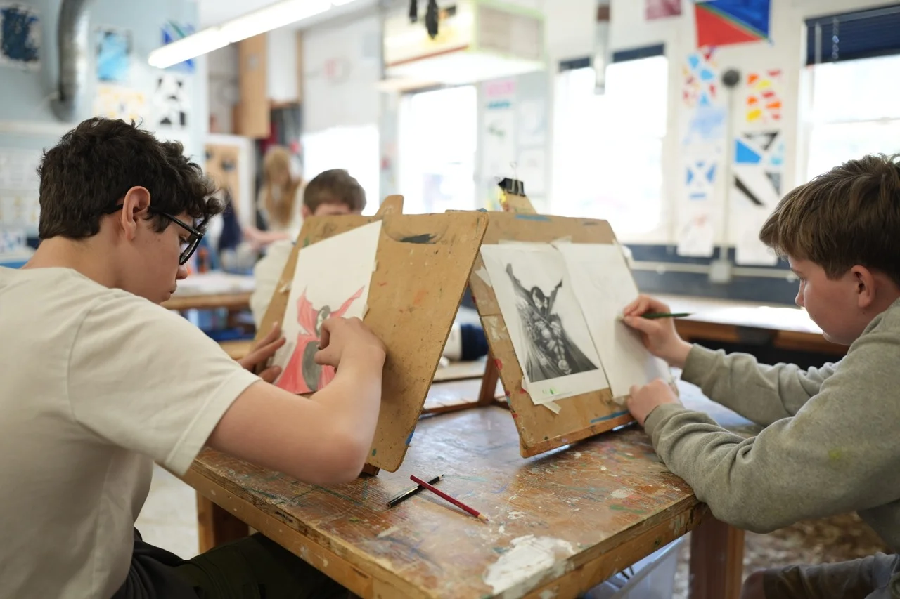 boys working on art project