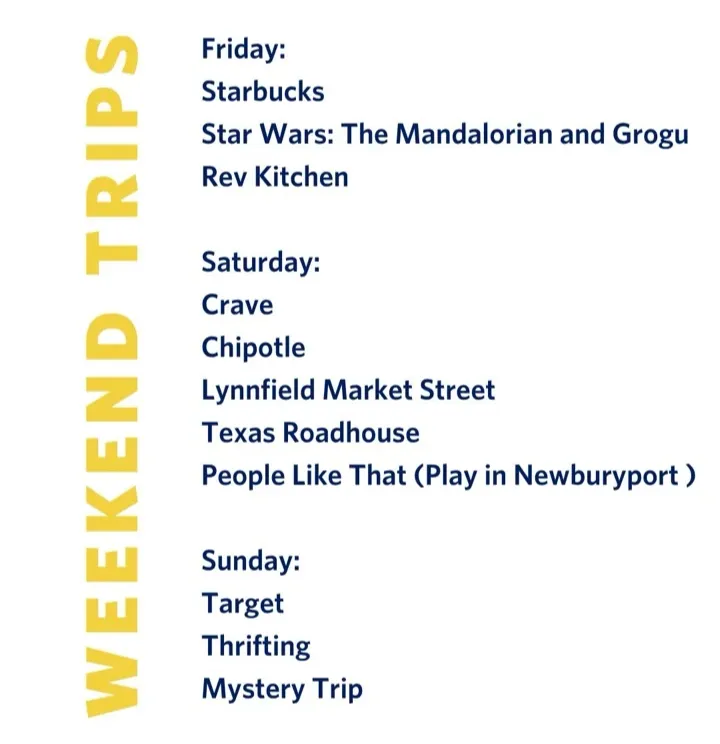 weekend trip examples