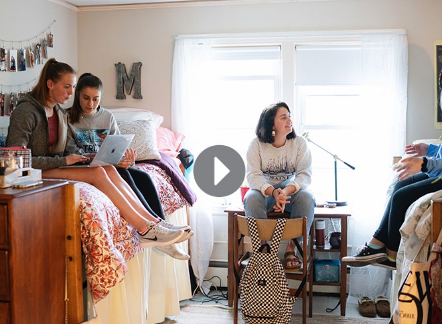 students in dorm room