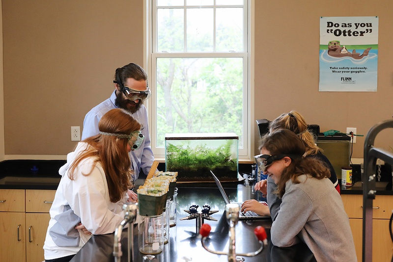 students in science class