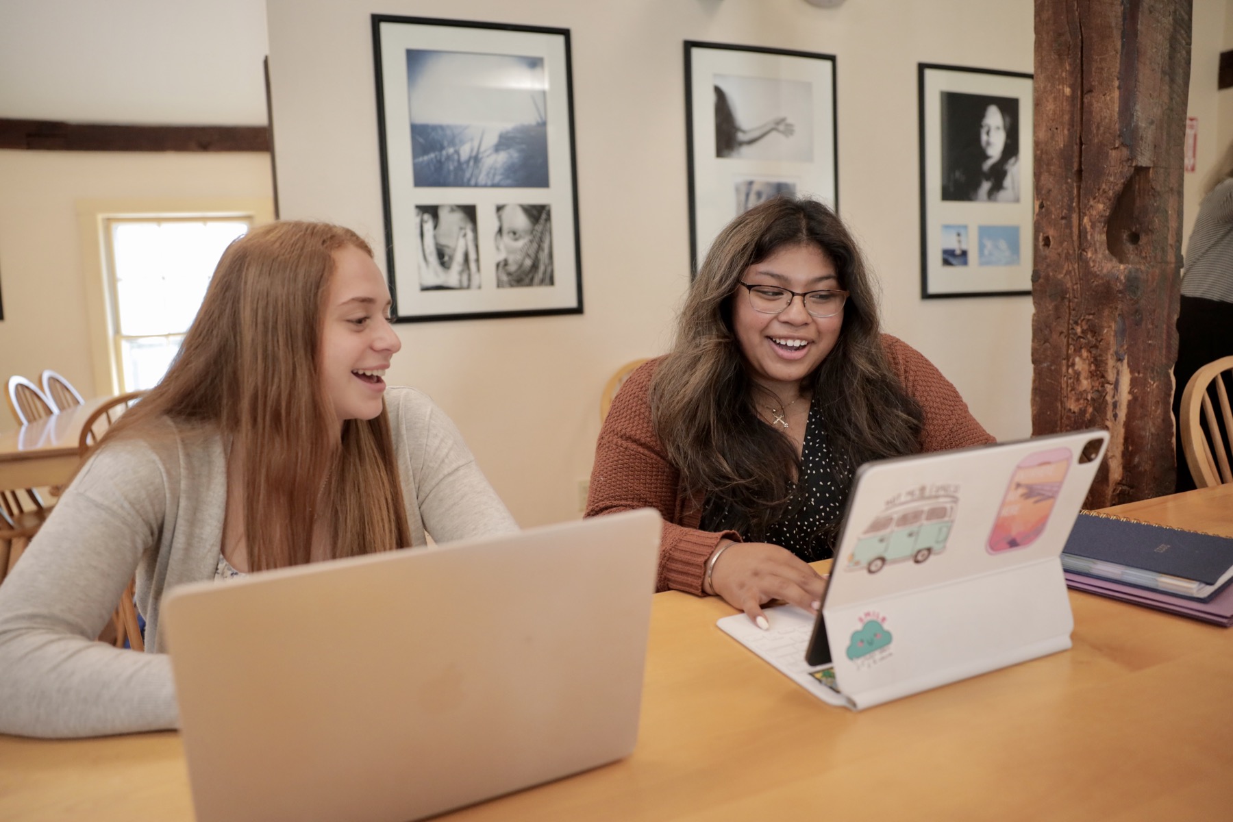 students working in class