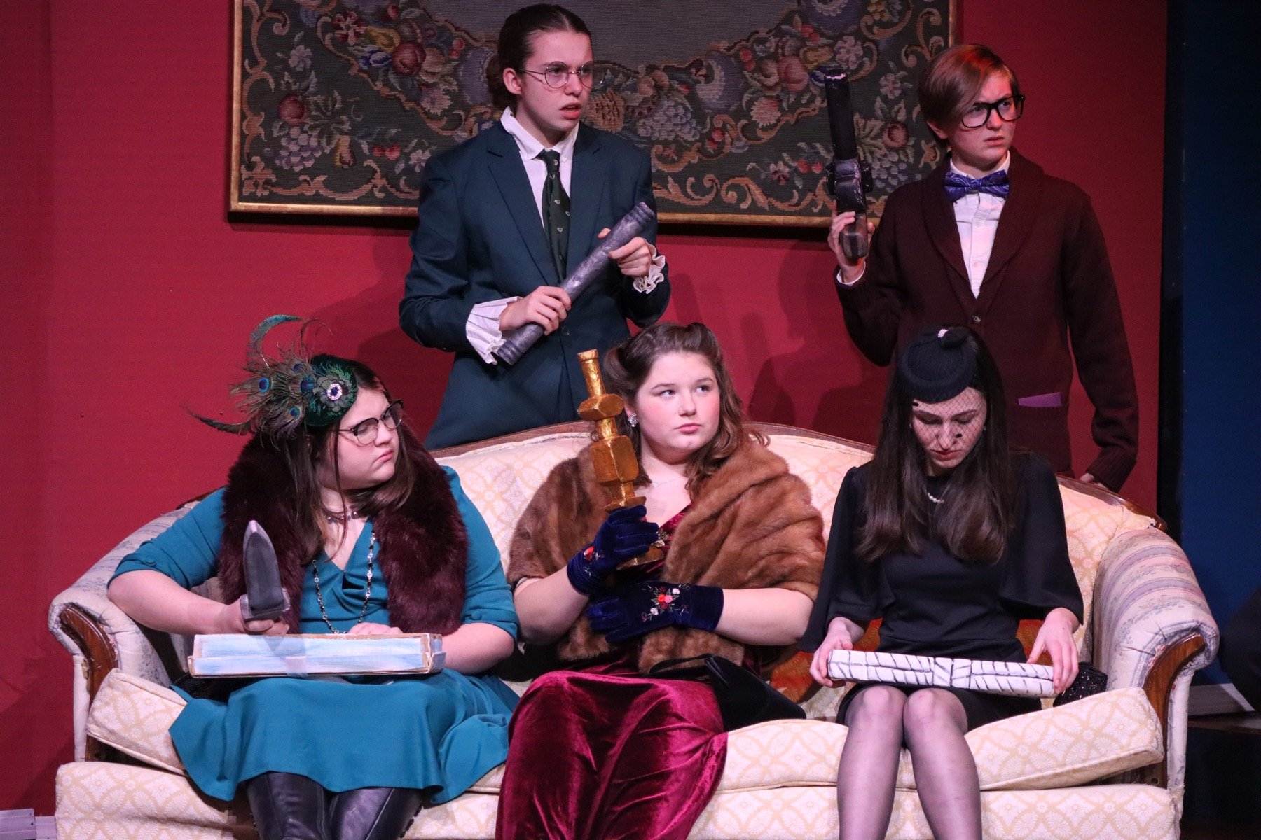 students on stage for theater production