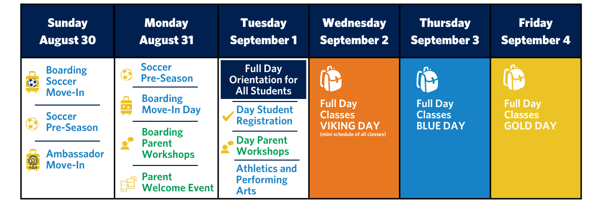 Orientation and Opening Week Schedule 2026