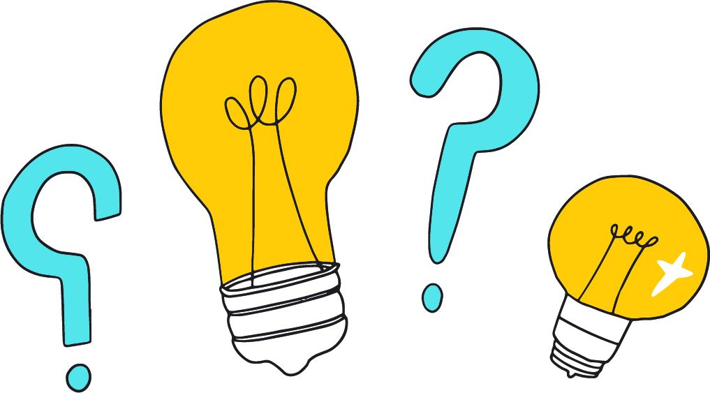 illustration of lightbulbs and question marks