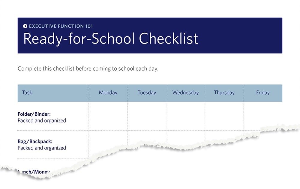 Ready for school checklist