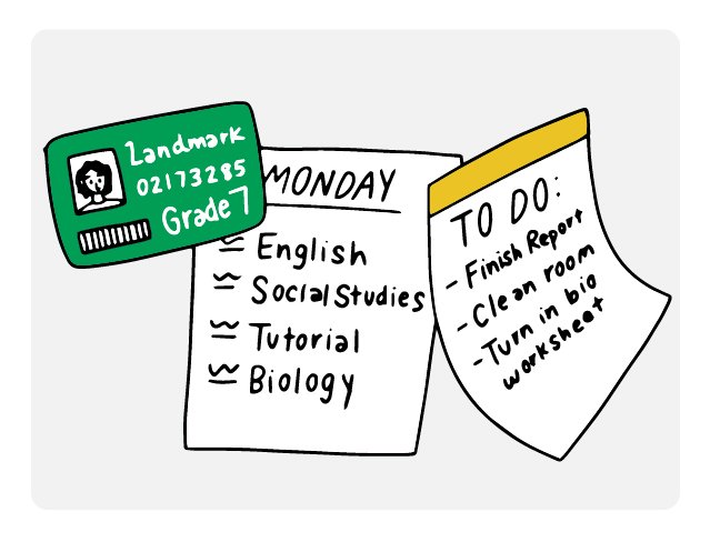 student ID, class schedule and to do list
