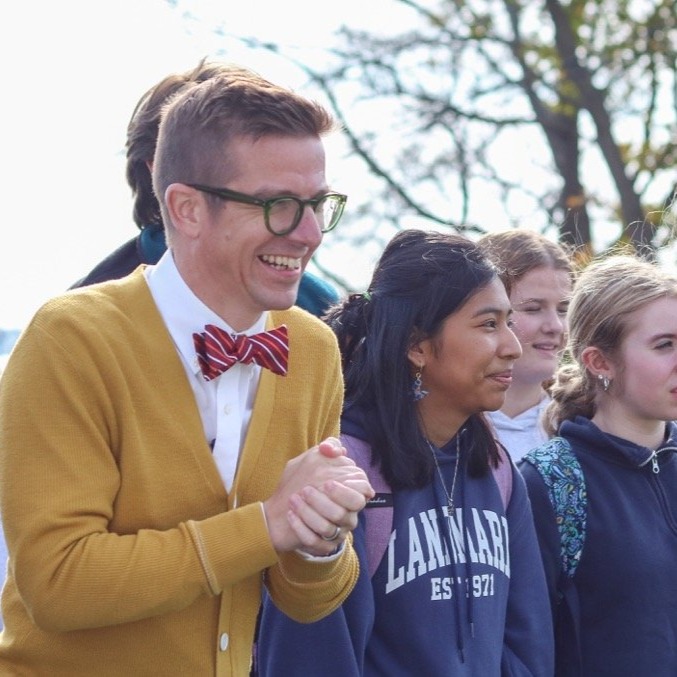 Josh Clark with students