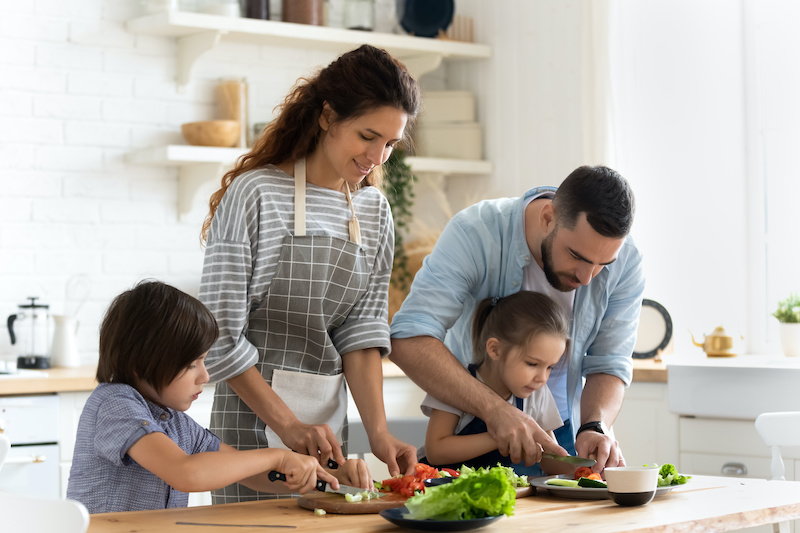 family cooking together