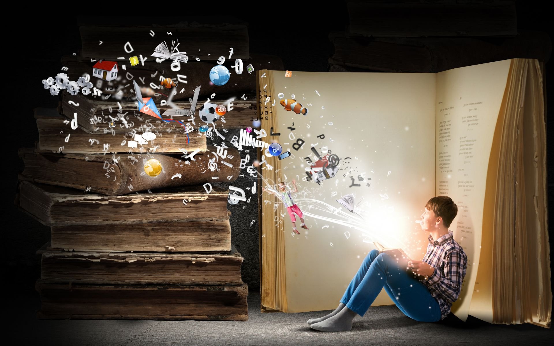 boy reading and ai visualizing