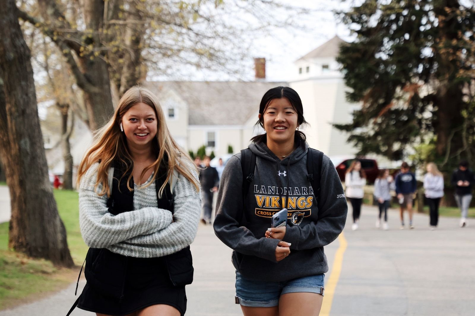 girls walking on path