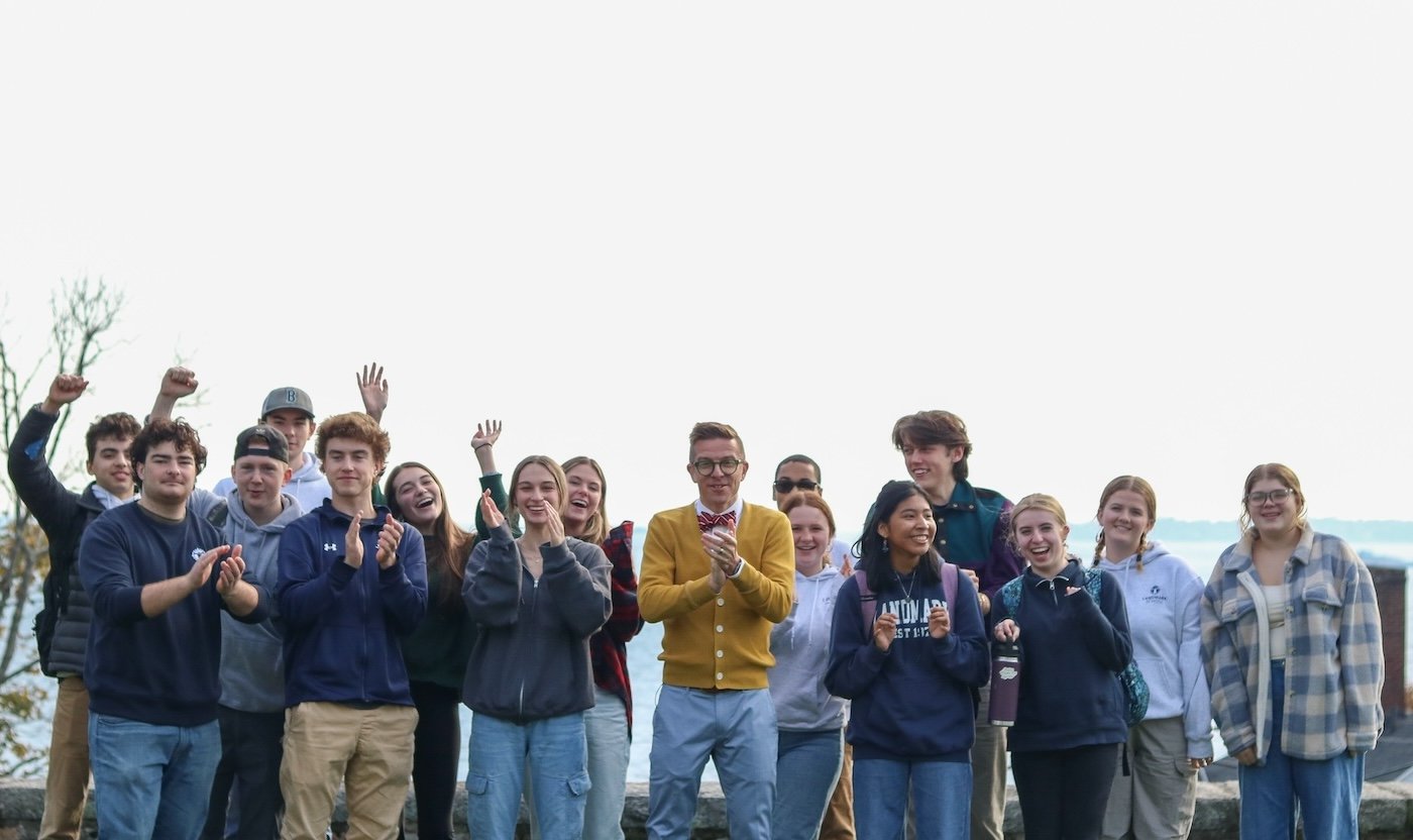 Josh with students