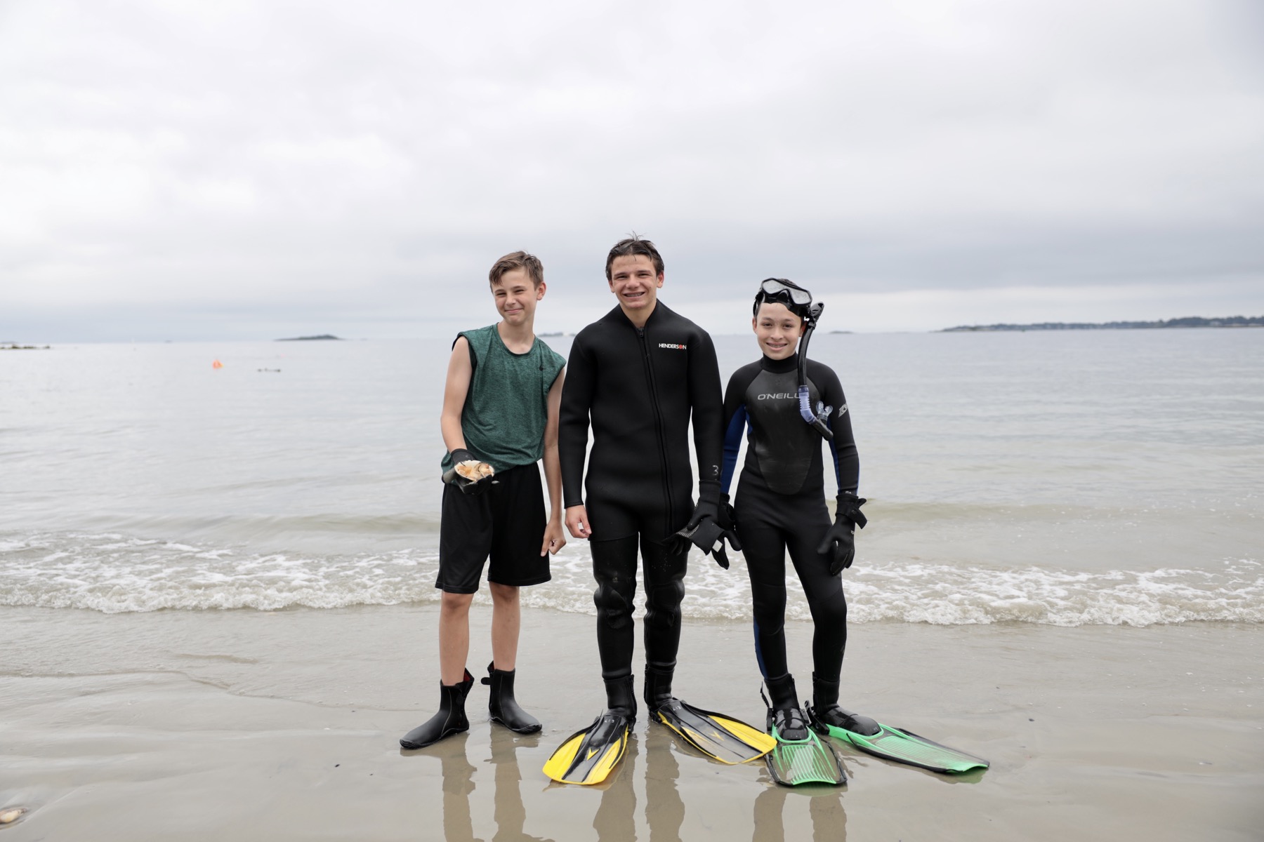 boys on beach in snorkel gear